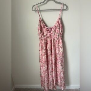 Viral En Saison Floral Pink Blossom Coquette Midi Dress